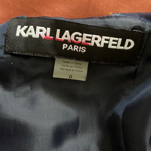 Floral Karl Lagerfeld Dress in Navy Blue size 0 - Picture 5 of 5